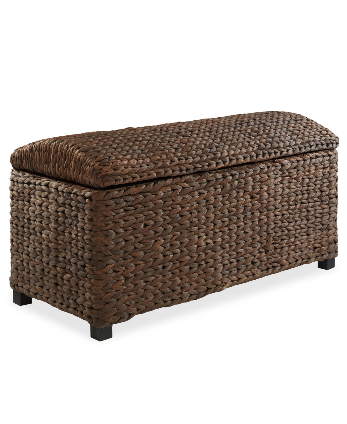 36&#x22; Storage Trunk with Curved Lid, Safety Hinge - Natural, Water Hyacinth Wicker Storage Chest Basket for Bedroom, Entry Way, Living Ro