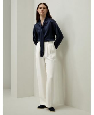 Women's Batwing Silk Top with Adjustable Neck Tie