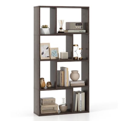 4-Tier Geometric Bookshelf with 8 Open Cubes for Living Room or Bedroom Storage