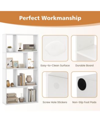 4-Tier Geometric Bookshelf with 8 Open Cubes for Living Room or Bedroom Storage