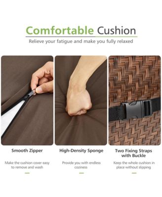 3PCS Rattan Bistro Rocking Chair Set Patio Furniture Set w/ Cushions