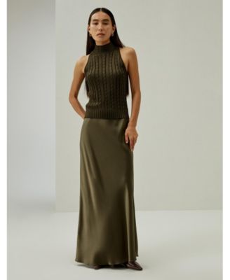 Classic High-Neck Cable-Knit Sleeveless Top for Women