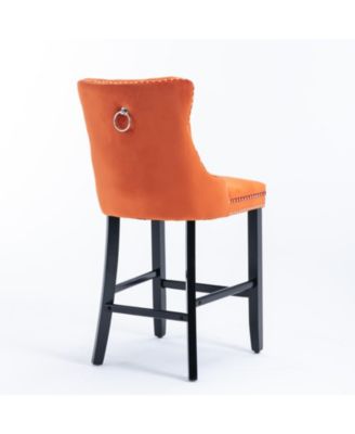 Set of 2 Velvet Counter Height Stools, 26.3" Button Tufted Upholstered Kitchen Island Chairs with Back