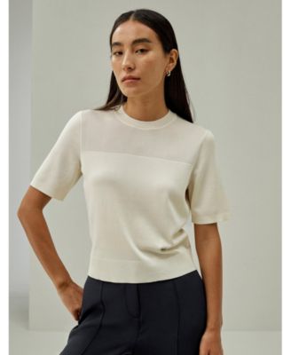 Women's Sophisticated Dual-Knit Silk T-Shirt