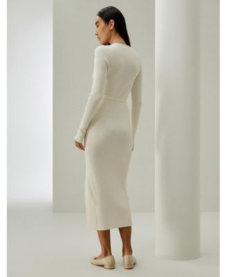 Women's Elegant Wrap-Front Silk Knit Dress