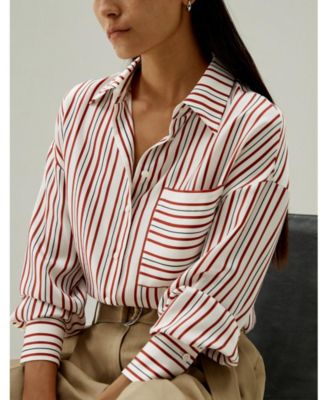 Women's Oversized Striped Silk-Twill Shirt