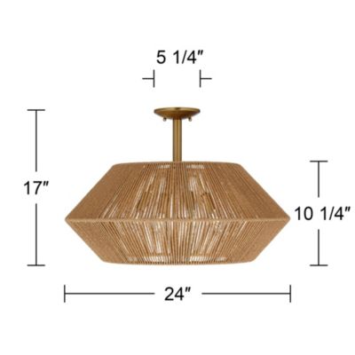 Possini Euro Pedro 24" Wide Brass and Rattan 4-Light Ceiling Light - Possini Euro Design