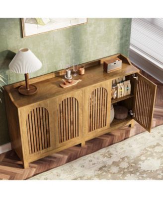 Sideboard Buffet Cabinet, 57" Farmhouse Storage Cabinet with Shutter Doors and Adjustable Shelf, Freestanding Storage Cabinet