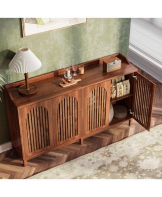 Sideboard Buffet Cabinet, 57" Farmhouse Storage Cabinet with Shutter Doors and Adjustable Shelf, Freestanding Storage Cabinet