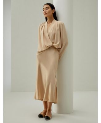 Women's Silk Crepe de Chine Long Sleeve Blouse