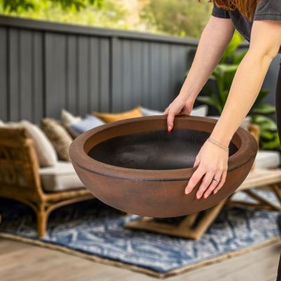 Weather-Resistant Polyresin Double-Walled Outdoor Flower Pot Planter, 20.75"