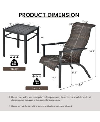 3PCS Rattan Bistro Chair Set Patio Furniture Set W/Table