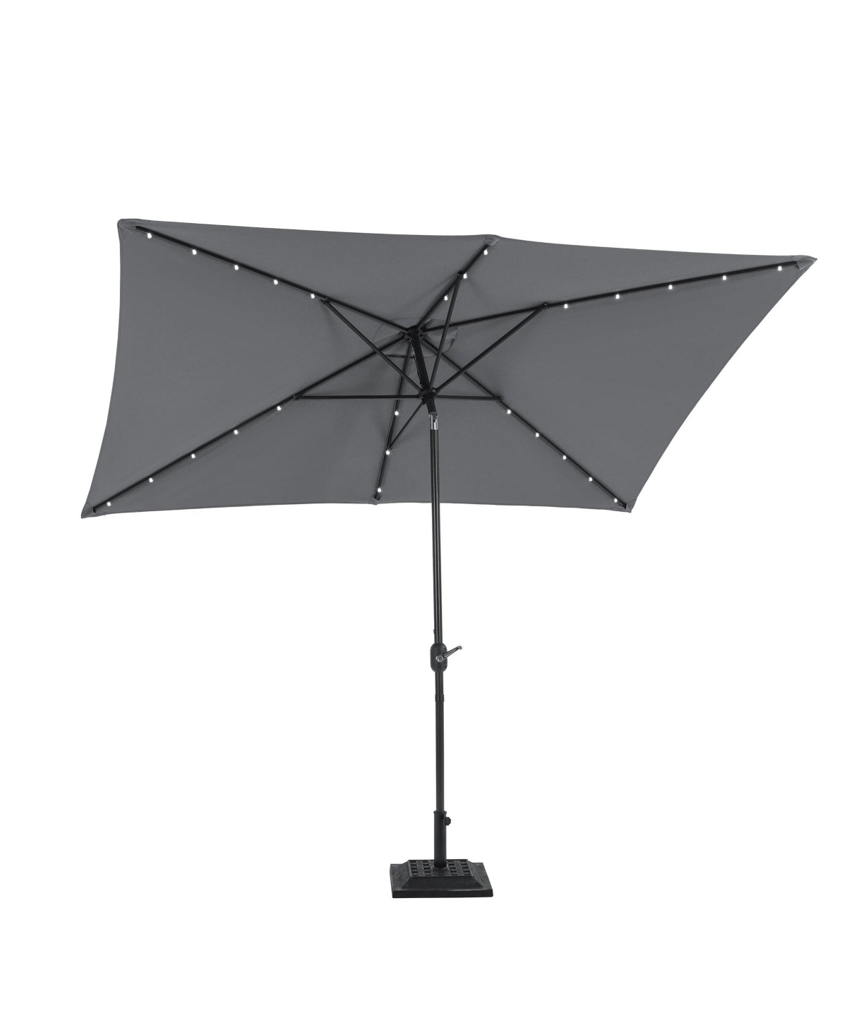 10 ft. x 6.5 ft. Rectangular Lighted Market Umbrella with Waterproof and Uv Resistant in Red - Grey