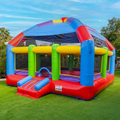 Grand Party Dome 20' x 20' Commercial Grade Bounce House , Moonwalk Bouncer Jumper for Kids and Adults, Indoor Outdoor, PVC Vinyl, Birthday Party Rental, Basketball Hoop (Blower Included)