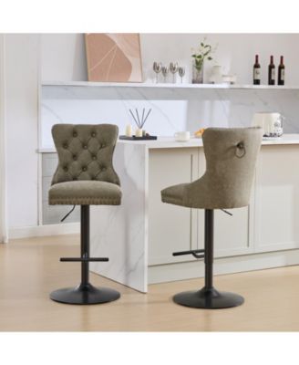 Set of 2 Metal/Faux Leather Adjustable Swivel Modern Design Bar Stools