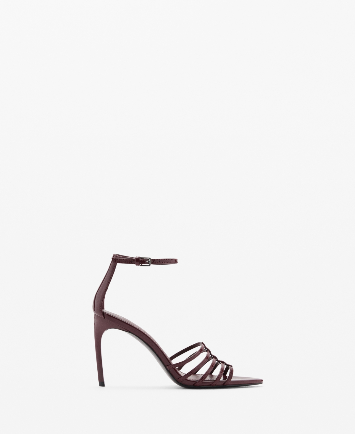 Shop Mango Women's Strappy Heeled Sandals In Burgundy