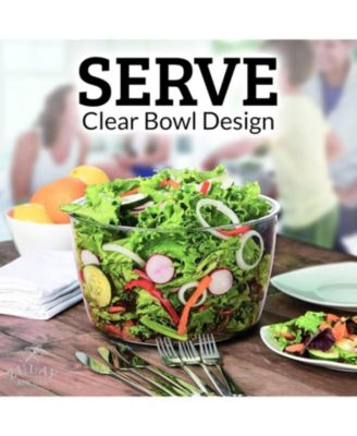 Manual Salad Spinner With Secure Lid Lock & Rotary Handle