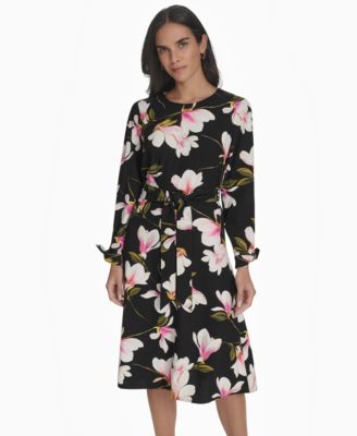 Halston - Women's Floral-Print Fit & Flare Dress