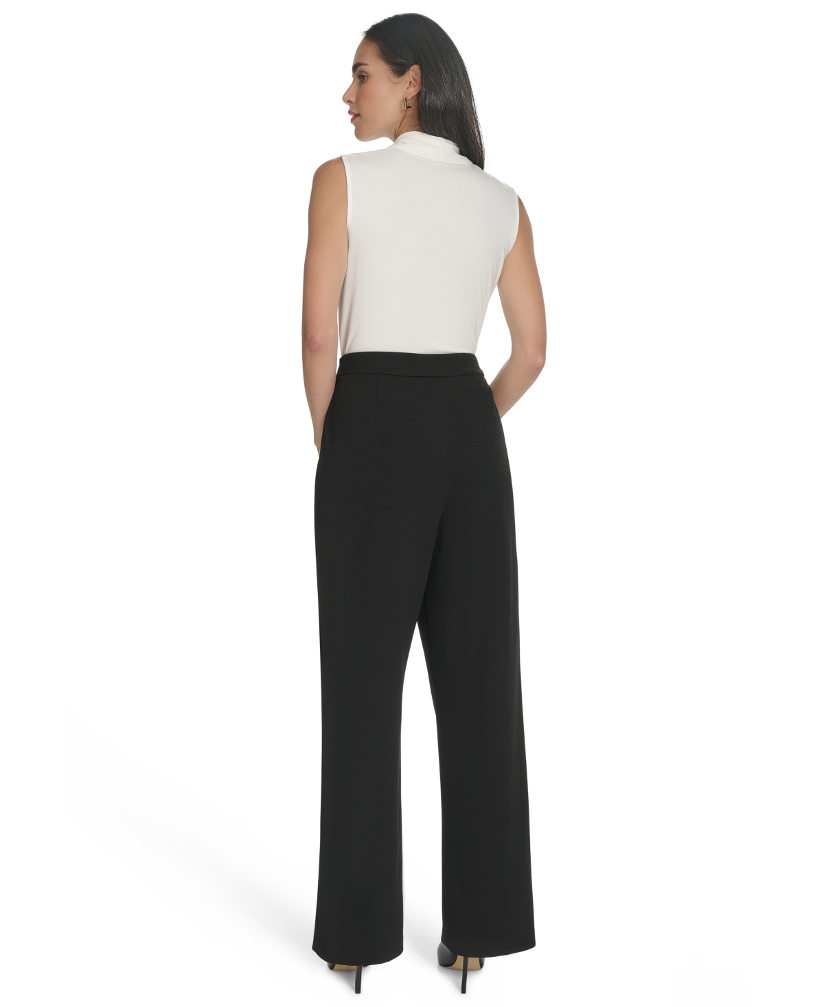 HALSTON WOMEN'S BUTTON-TRIM STRAIGHT-LEG PANTS 