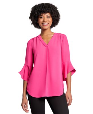 Jones New York - Women's V-Neck Bell-Sleeve Blouse