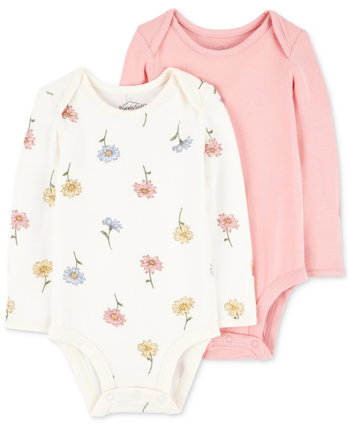 Carter's Purelysoft By  Baby Boys Long-sleeve Purelysoft Bodysuits, Pack Of 2 In Pink