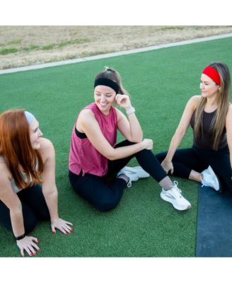 Women's Pack of Wide Training Headbands - Red + Grey + Black