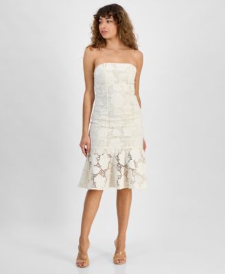 GUESS - Women's Maisy Lace Strapless Midi Dress