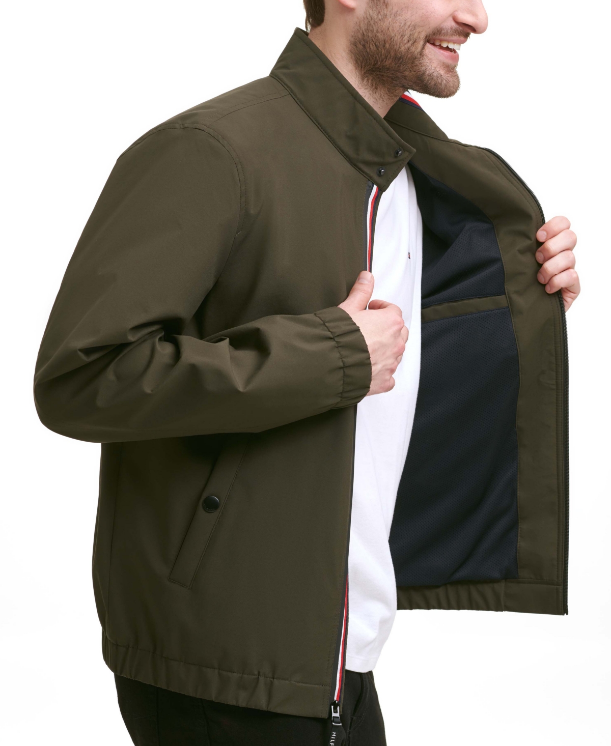 Tommy Hilfiger Men's Stand-collar Jacket In Olive
