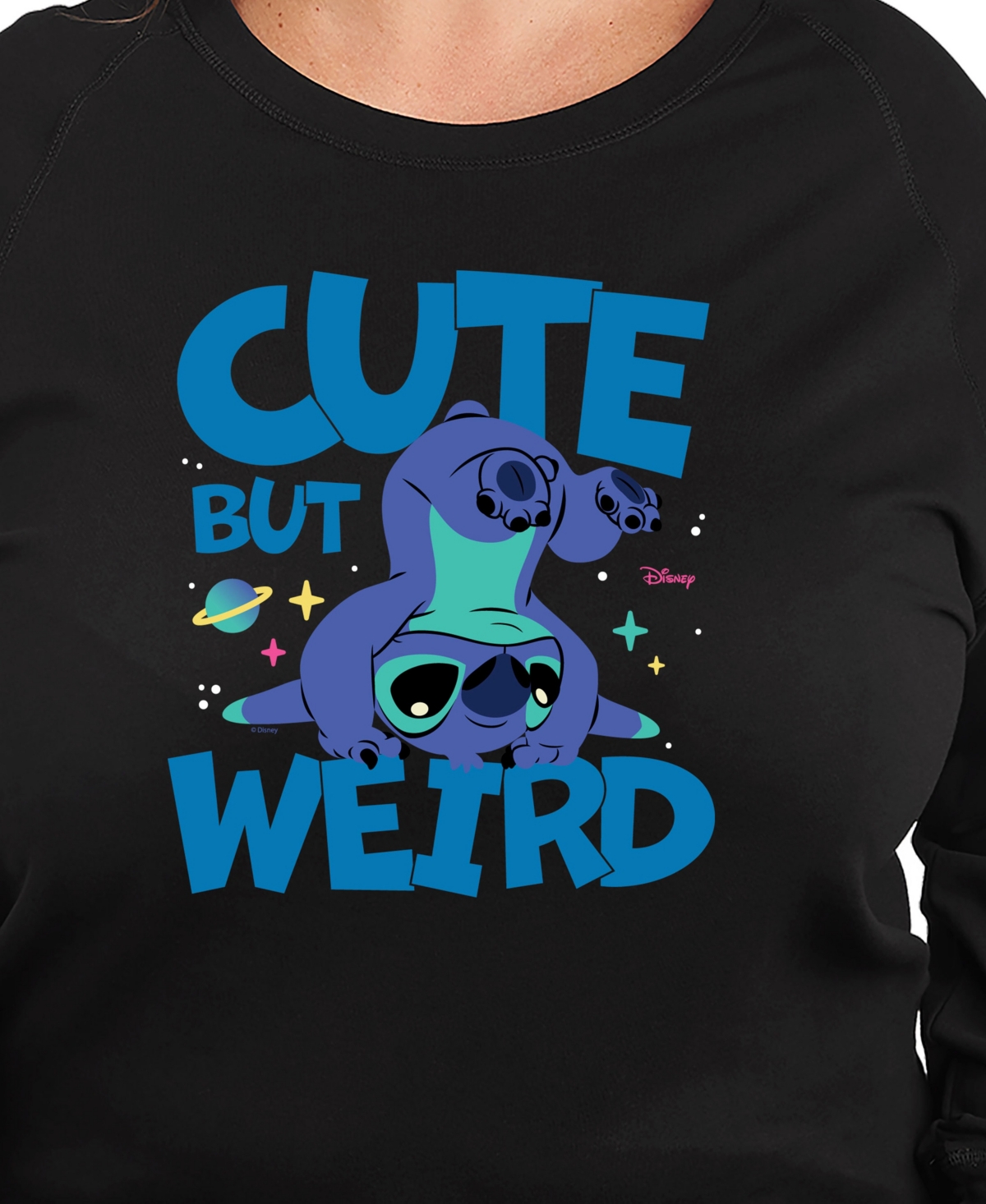 Hybrid Apparel Plus Size Lilo And Stitch Cute But Weird Pullover T-shirts In Black