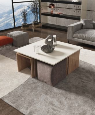 37.4" Haley Modern Nested Coffee Table and Ottoman Set