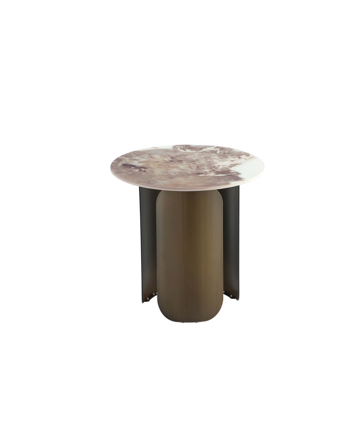 Manhattan Comfort 19.68" Monica Modern Sintered Stone Top End Table In Gold