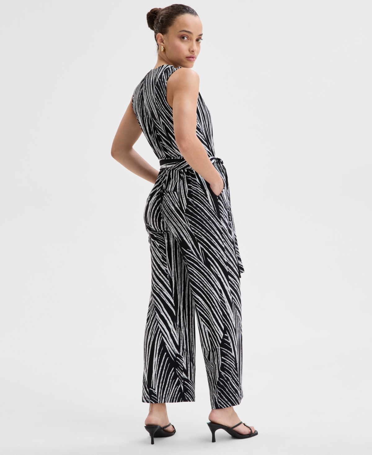 Inc International Concepts Petite Printed Sleeveless Jumpsuit, Exclusively At Macy's In Pia Stripe