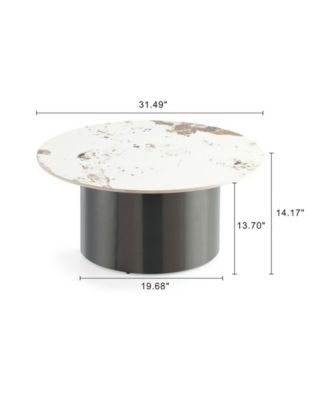Alondra 31.49" Modern Round Sintered Stone Top Coffee Table