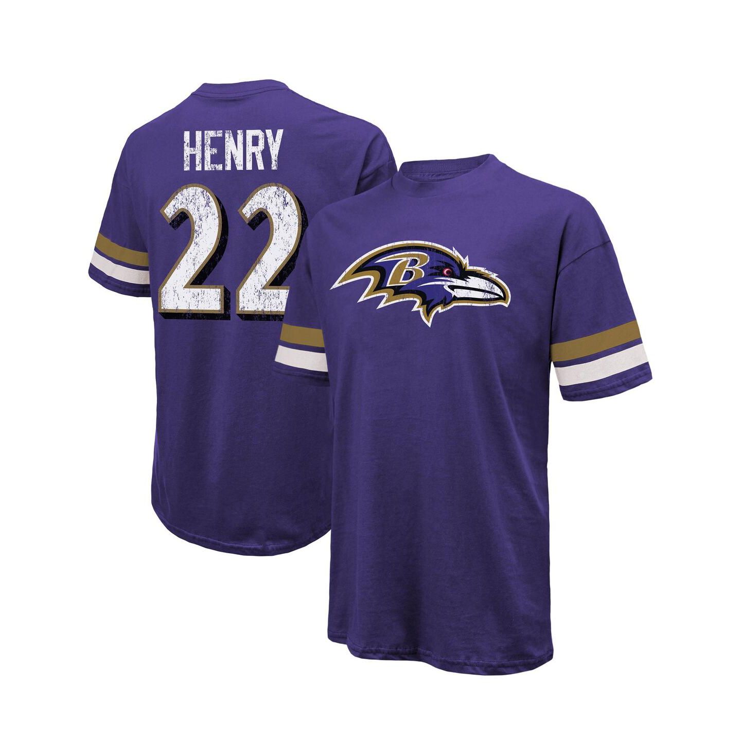 Мужская футболка Majestic Derrick Henry Purple Baltimore Ravens Name & Number Oversized — фото 1