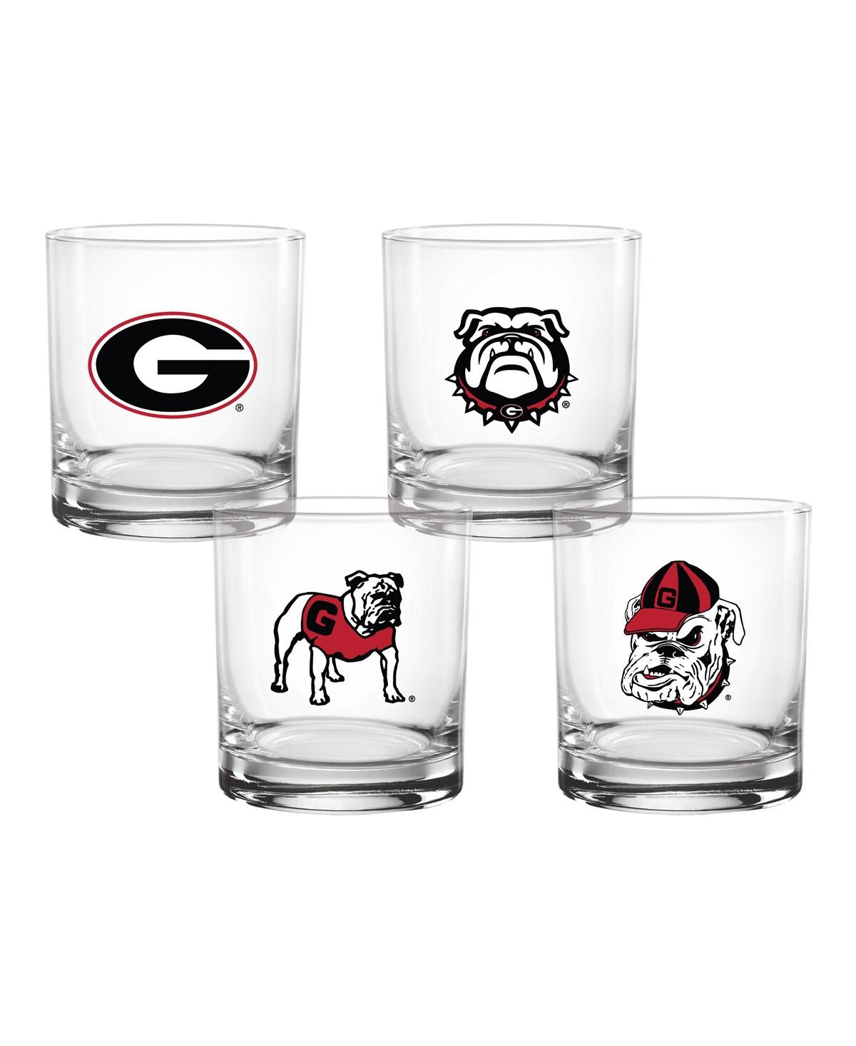 Indigo Falls Georgia Bulldogs 4-pack Collector's 14oz. Rocks Glass Set In No Color
