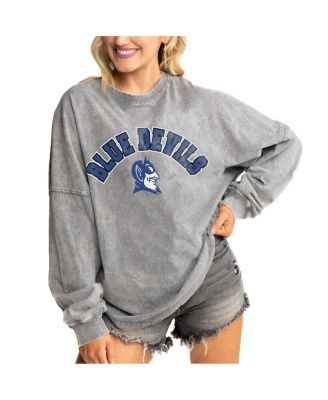 Gameday Couture - Women's   Gray Duke Blue Devils Faded Wash Pullover Sweatshirt