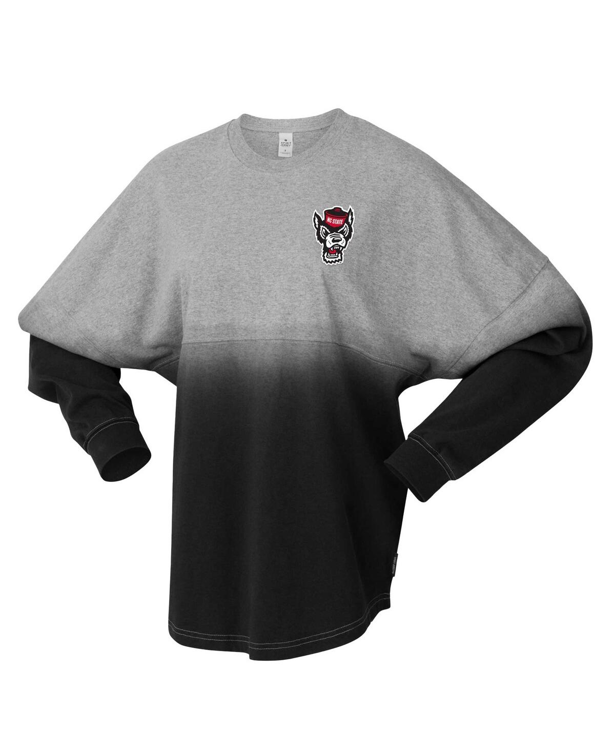 Spirit Jersey Men's And Women's Red/gray Nc State Wolfpack Ombre Long Sleeve T-shirt In Red,gray