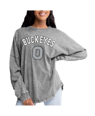 Gameday Couture - Women's  Gray Ohio State Buckeyes Faded Wash Pullover Sweatshirt