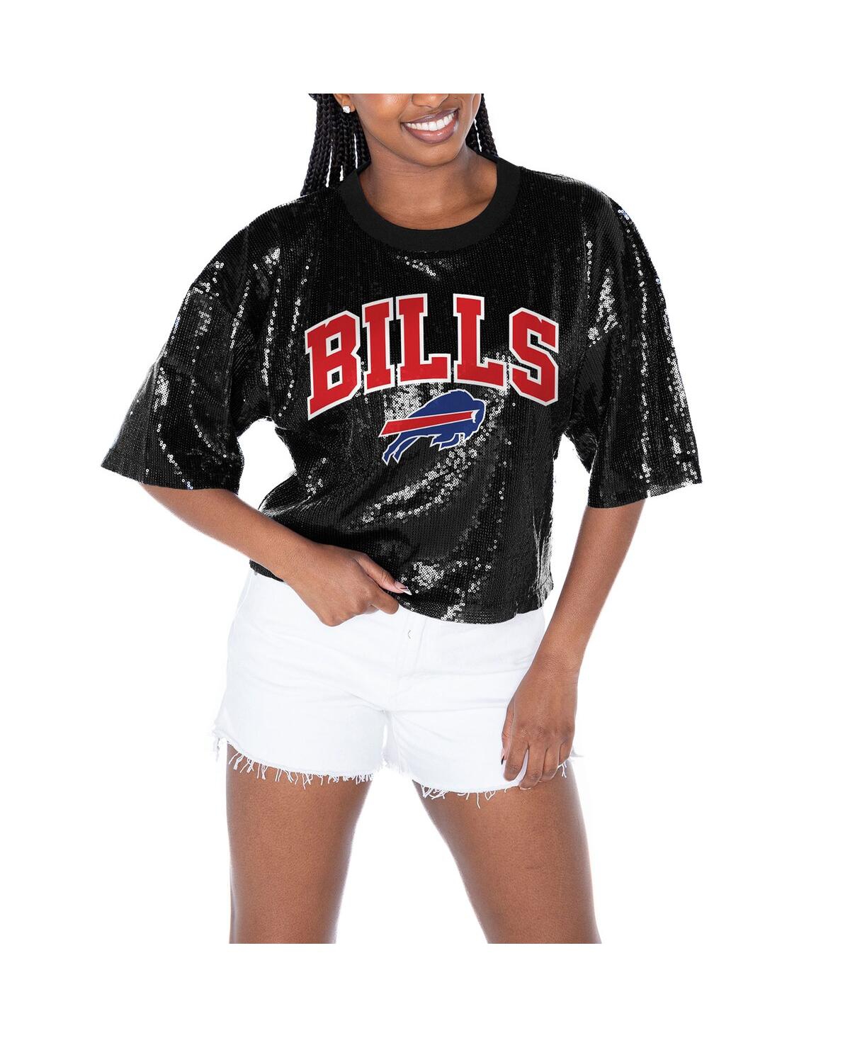 Gameday Couture Women's Black Washington Commanders Rise Up Sequin Cropped T-shirt In Black