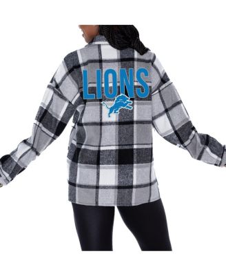 Gameday Couture - Women's  Gray Detroit Lions Fieldside Fun Plaid Button-Up Overshirt
