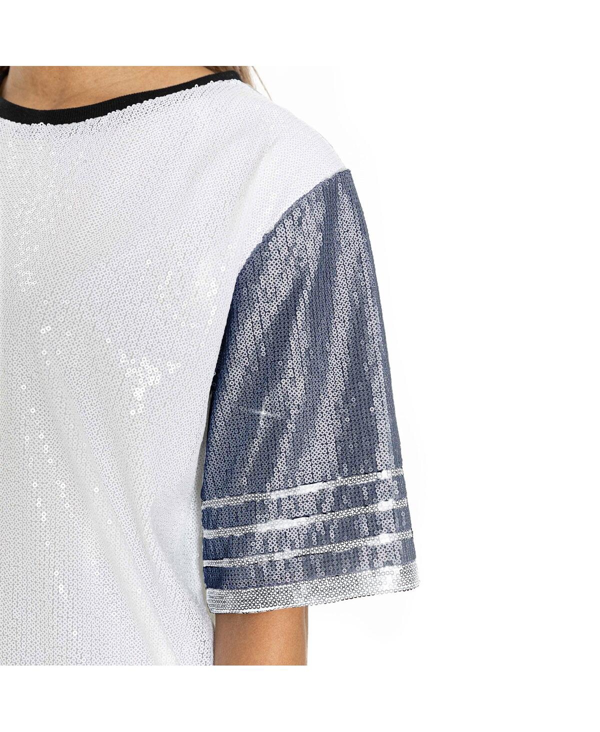 Shop Gameday Couture Women's White/navy Dallas Cowboys Bling It Full Sequin Jersey Dress In Navy,white