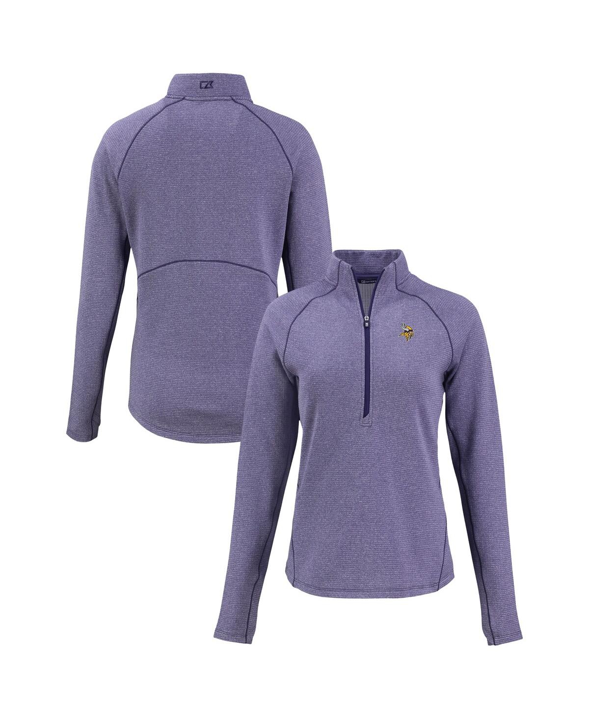 Women's Heather Purple Minnesota Vikings Peshastin Eco Fleece Tri-Blend Raglan Half-Zip Jacket - Heather Purple