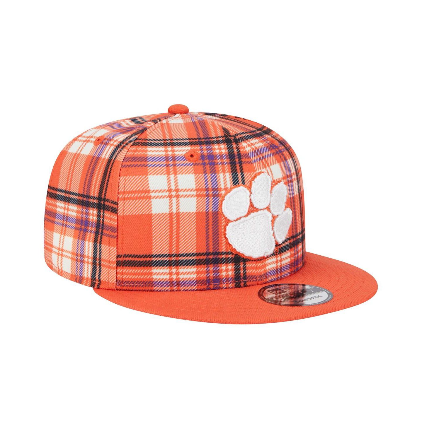 Мужская кепка New Era Orange Clemson Tigers Plaid 9FIFTY Snapback Hat — фото 3