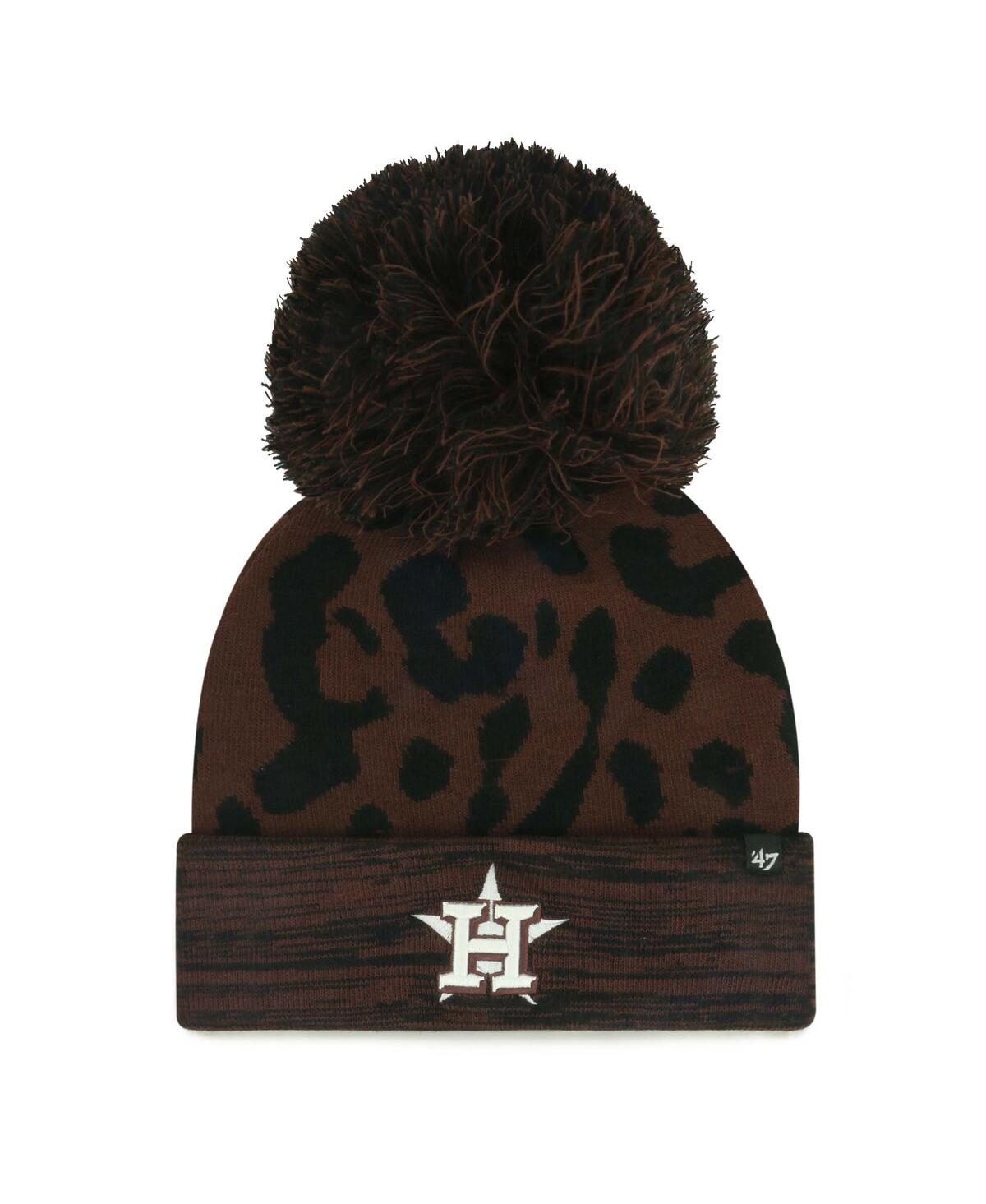 47 Brand Women's Brown Houston Astros Rosette Cuffed Knit Hat With Pom In Brown