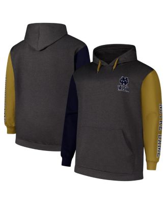 Fanatics - Men's Charcoal Notre Dame Fighting Irish Big Tall Contrast Sleeves Pullover Hoodie