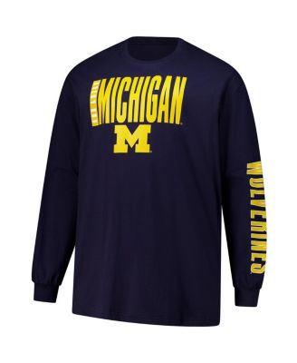 Men's Navy Michigan Wolverines Big Tall Vision Long Sleeve T-Shirt