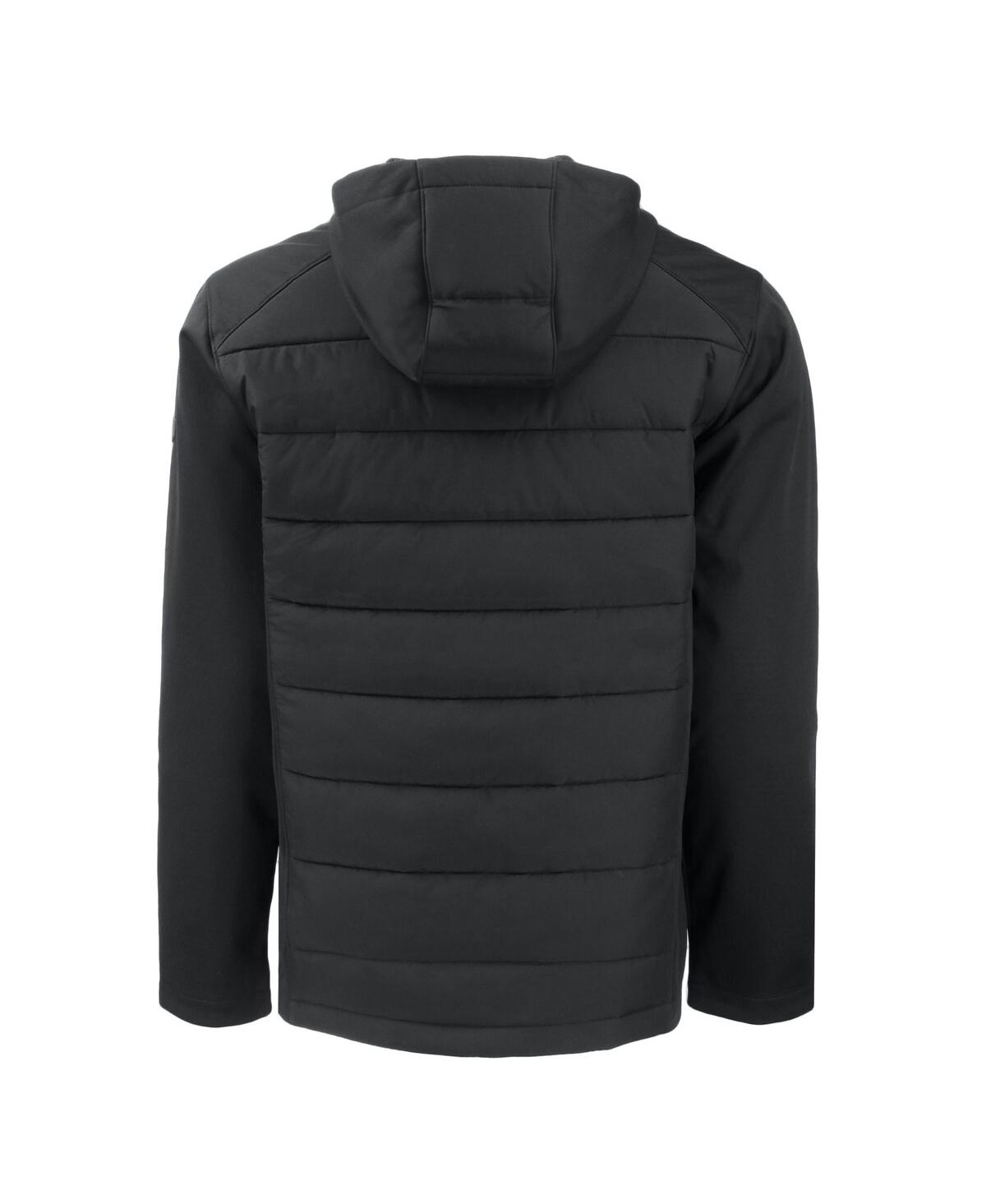 Cutter & Buck Men's Black Philadelphia Eagles Throwback Evoke Hybrid Eco Softshell Full-zip Hoodie Jacket In Black