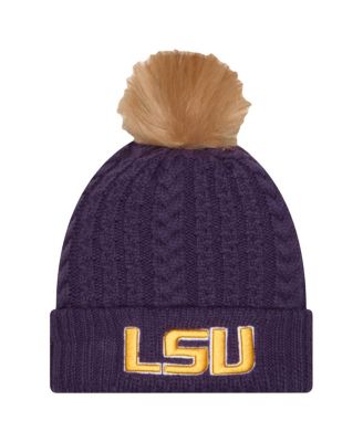 New Era - Women's   Purple LSU Tigers Luxury&nbsp;Cuffed Knit Hat with Pom