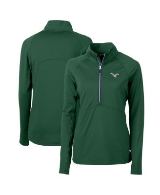 Cutter & Buck - Women's Cutter Buck Green Philadelphia Eagles Gridiron Classics Logo Adapt Eco Knit Stretch Half-Zip Pullover Top