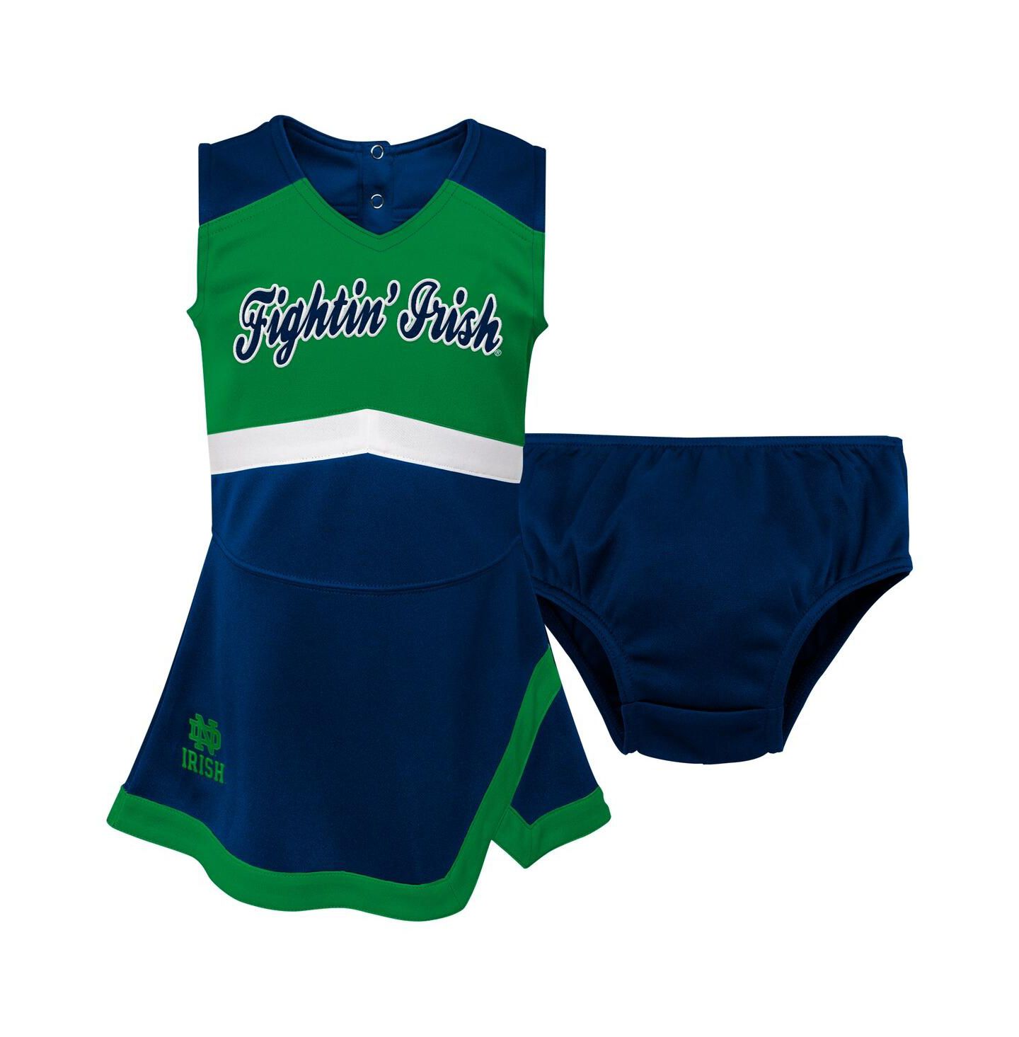 Платья Outerstuff Preschool Navy Notre Dame Fighting Irish Two-Piece Cheer Captain Jumper Dress Bloomers Set для девочек — фото 1